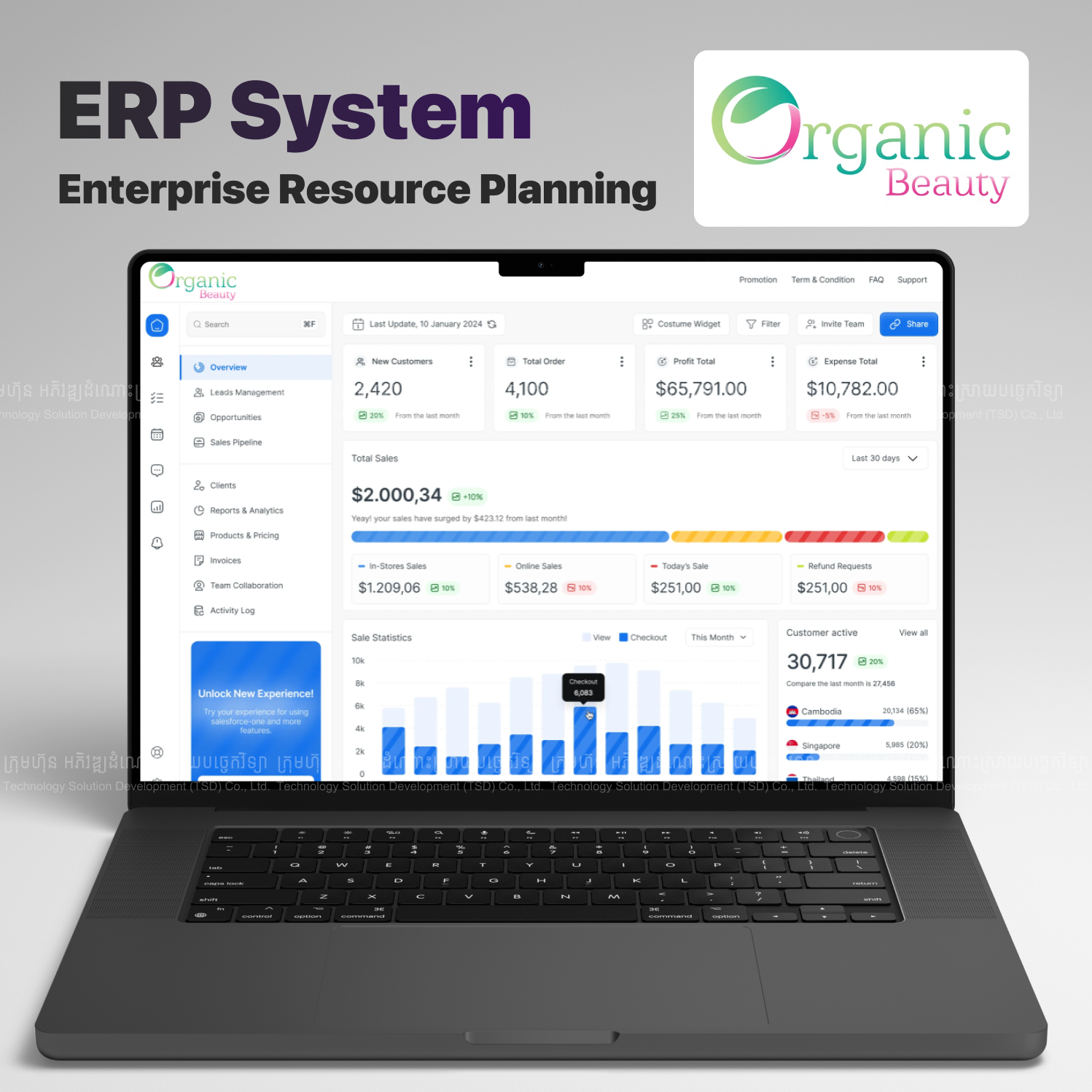 erp system for organic beauty - TSD Software Development in Cambodia