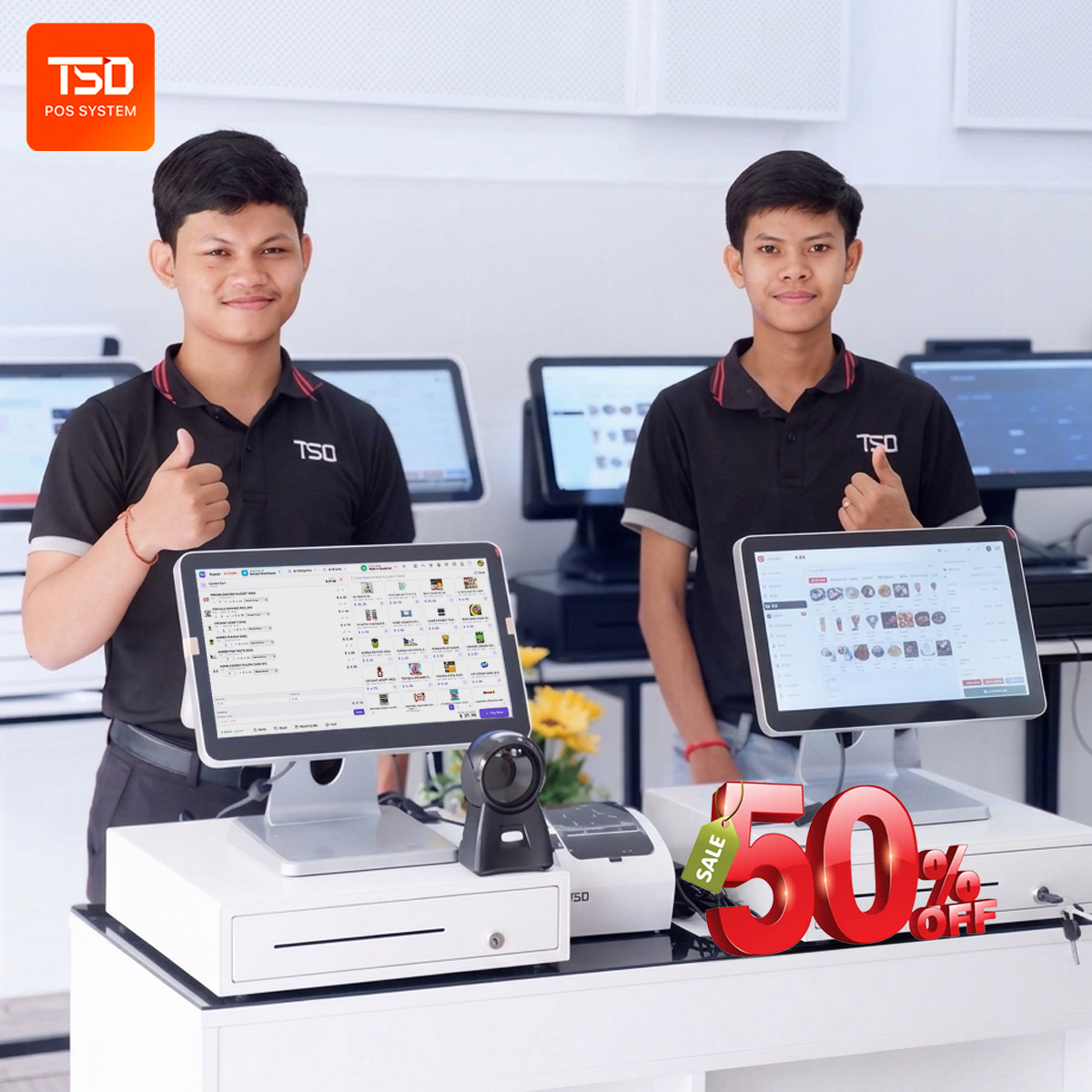 POS system Cambodia — សារថ្លែងអំណរគុណភ្ជុំបិណ្ឌ 50% ពី TSD 16 TSD Pchum Ben POS promo Square-POS94-4
