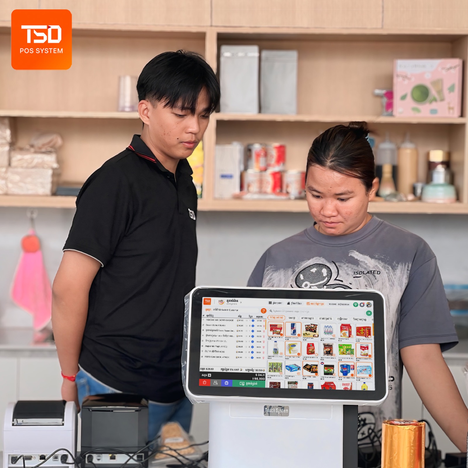 POS supplier Cambodia — ហេតុអ្វីម្ចាស់អាជីវកម្មត្រូវជ្រើសក្រុមហ៊ុនមានបទពិសោធន៍? 11 POS supplier Cambodia restaurant TSD POS counter