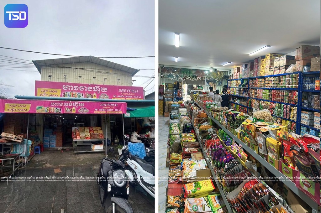 ប្រព័ន្ធគិតលុយ TSD៖ ដំឡើងជោគជ័យសម្រាប់ហាងចាប់ហួយ + ប្រូម៉ូភ្ជុំបិណ្ឌ 50% 3 ប្រព័ន្ធគិតលុយសម្រាប់ហាងចាប់ហួយកម្ពុជា — ទិដ្ឋភាពហាង និងស្តុកទំនិញ